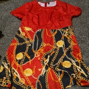 SHEIN Red and Pink Curve Dress